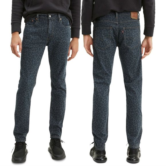 Levi's Other - New! Levi's 512 Slim Taper Blue Jeans Leopard Print Denim